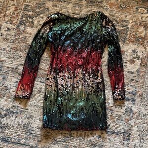 Xtaren Vibrant Sequin Long Sleeve Dress